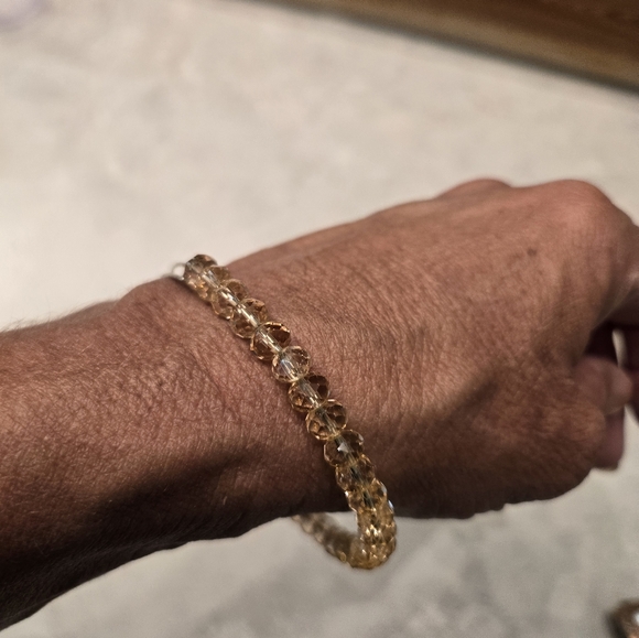 Beautiful champagne sparkly beaded silver bracelet with forever charms - Picture 2 of 4